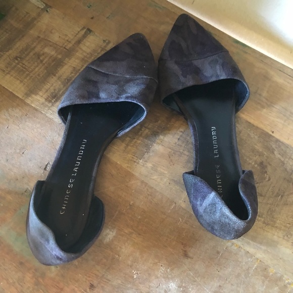 Chinese Laundry camo  d'Orsay pointed toe flats shoes slip ons faux suede 8.5 - Picture 9 of 11